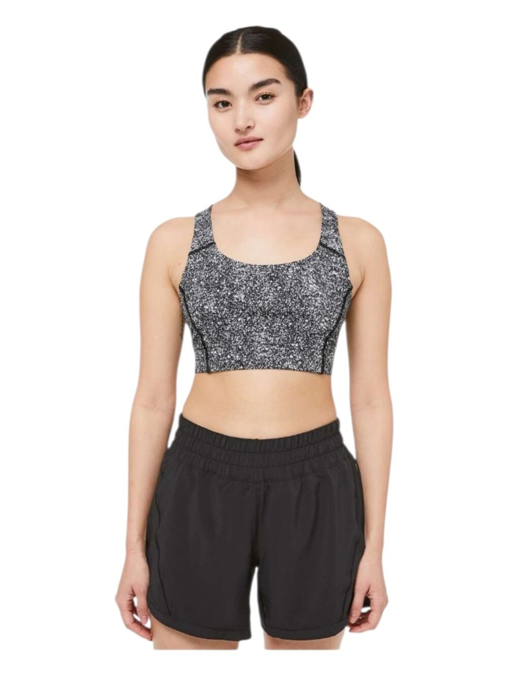 Lululemon Womens Diffuse Starlight Black Power Through Sports Bra Size 8